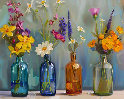 Wildflower Glass Bottles – Paint by Numbers Kit