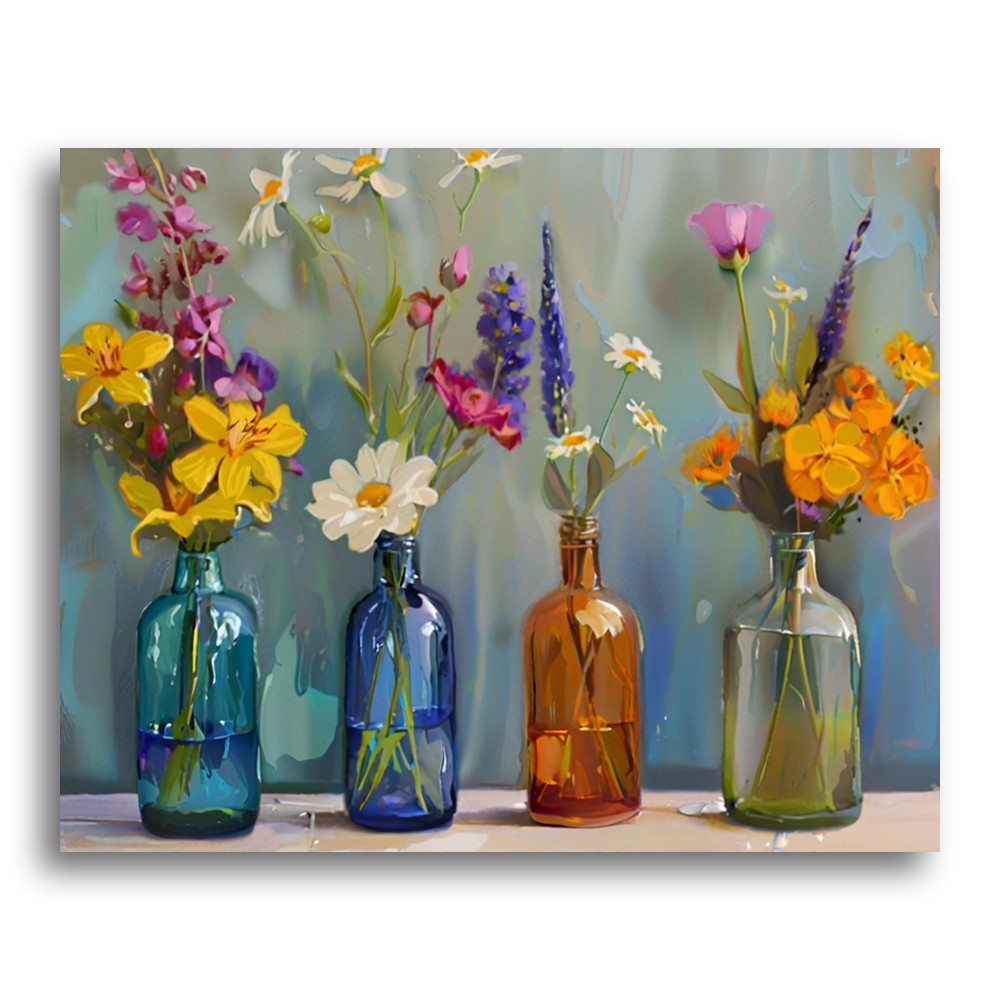 Wildflower Glass Bottles – Paint by Numbers Kit
