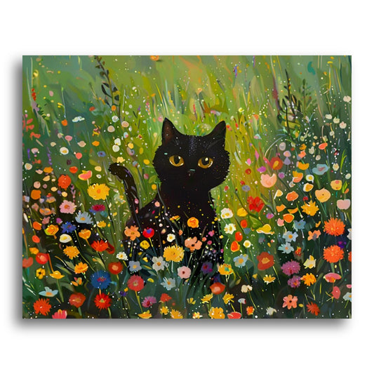 Midnight Cat Meadow – Paint by Numbers Kit