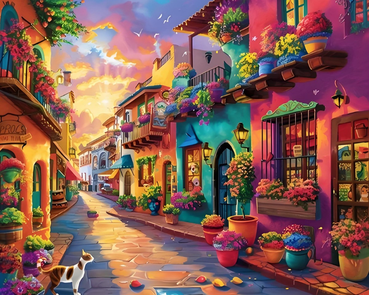 Sunset Street Cat – Paint by Numbers Kit