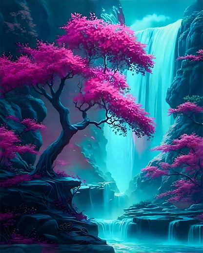 Mystic Waterfall Grove – Paint by Numbers Kit