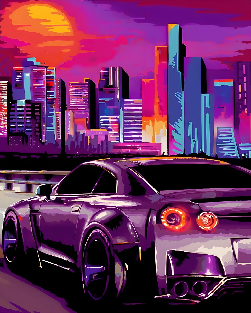 Neon City Drive – Paint by Numbers Kit