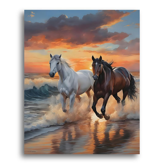 Sunset Beach Horses – Paint by Numbers Kit