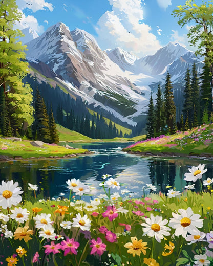 Mountain Meadow Reflection – Paint by Numbers Kit
