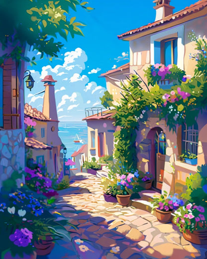 Coastal Village Pathway – Paint by Numbers Kit