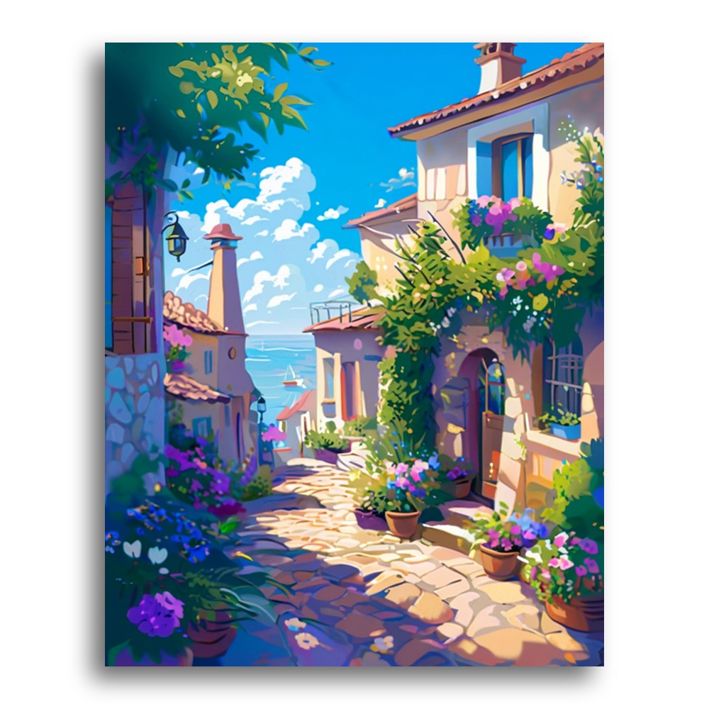 Coastal Village Pathway – Paint by Numbers Kit