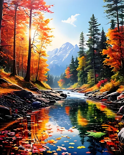 Autumn River Reflection – Paint by Numbers Kit