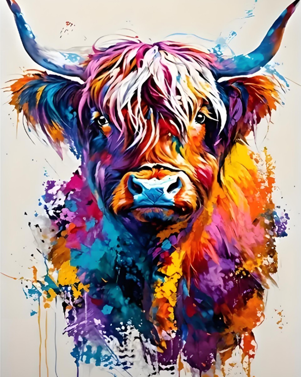Vibrant Highland Cow – Paint by Numbers Kit