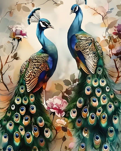Elegant Peacock Pair – Paint by Numbers Kit