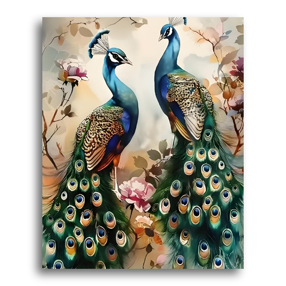 Elegant Peacock Pair – Paint by Numbers Kit