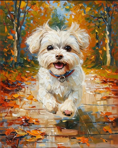 Joyful Autumn Dog – Paint by Numbers Kit