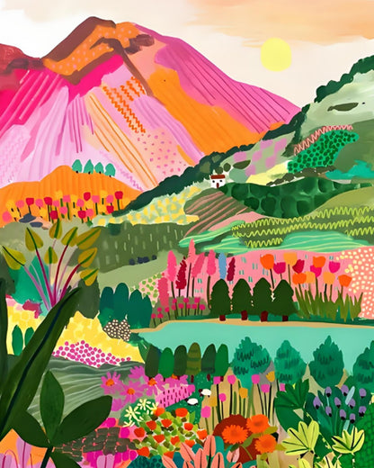 Vibrant Mountain Garden – Paint by Numbers Kit