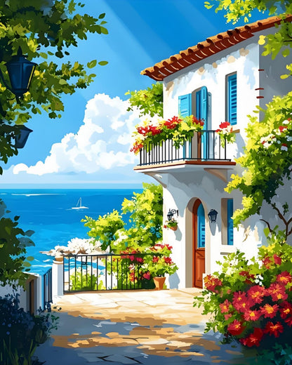 Mediterranean Coastal Villa – Paint by Numbers Kit