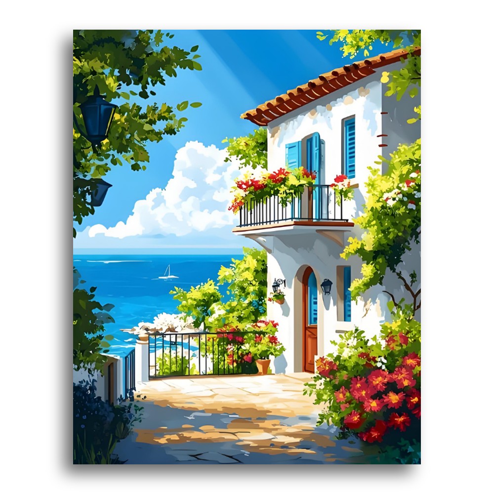 Mediterranean Coastal Villa – Paint by Numbers Kit