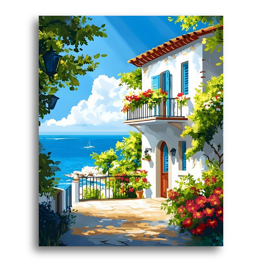 Mediterranean Coastal Villa – Paint by Numbers Kit