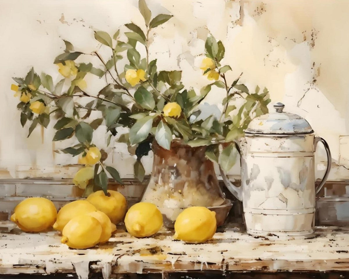 Lemon Branch Still Life – Paint by Numbers Kit