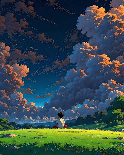 Boy Under Sunset Clouds – Paint by Numbers Kit