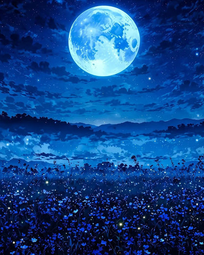 Moonlit Flower Field – Paint by Numbers Kit