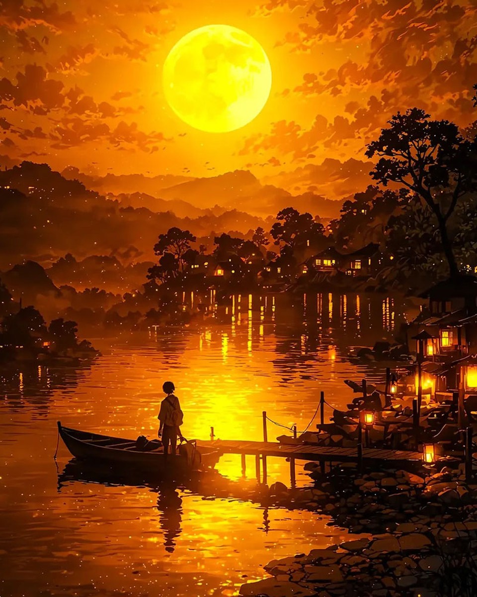 Moonlit River Boat – Paint by Numbers Kit