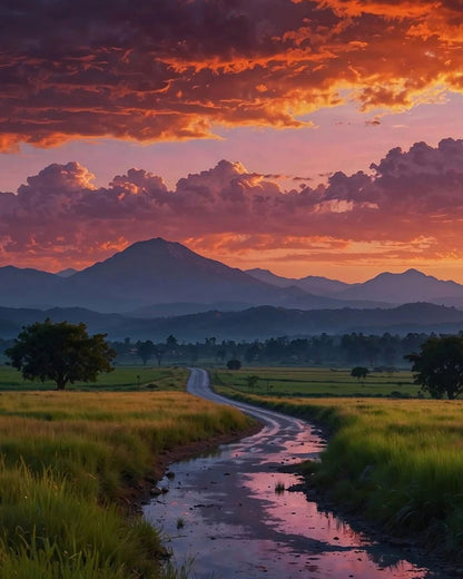 Sunset Mountain Road – Paint by Numbers Kit