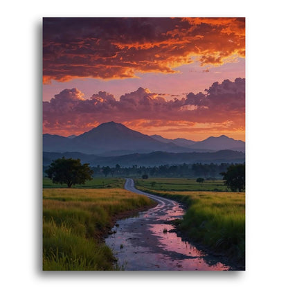 Sunset Mountain Road – Paint by Numbers Kit