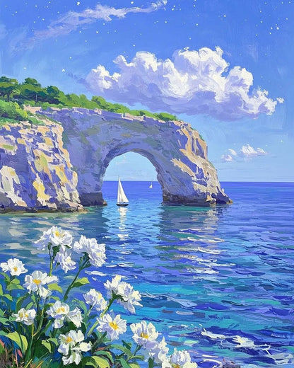 Seaside Arch Sailboat – Paint by Numbers Kit