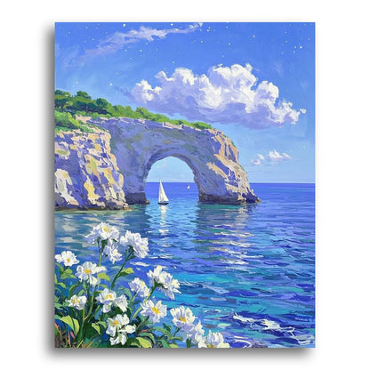 Seaside Arch Sailboat – Paint by Numbers Kit