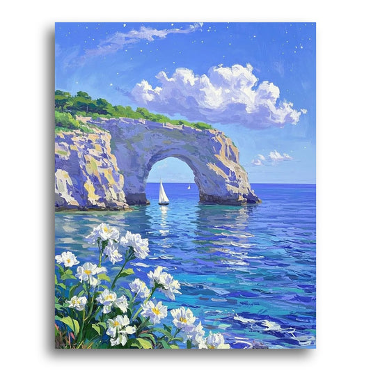 Seaside Arch Sailboat – Paint by Numbers Kit