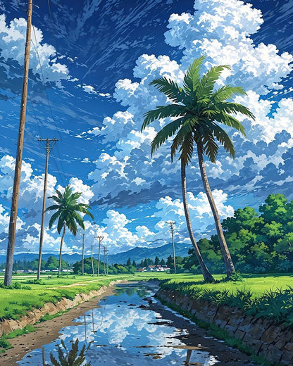 Tropical Palm Reflection – Paint by Numbers Kit
