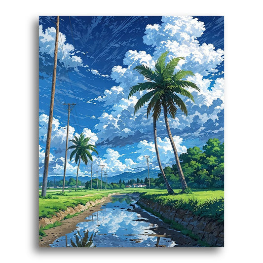 Tropical Palm Reflection – Paint by Numbers Kit
