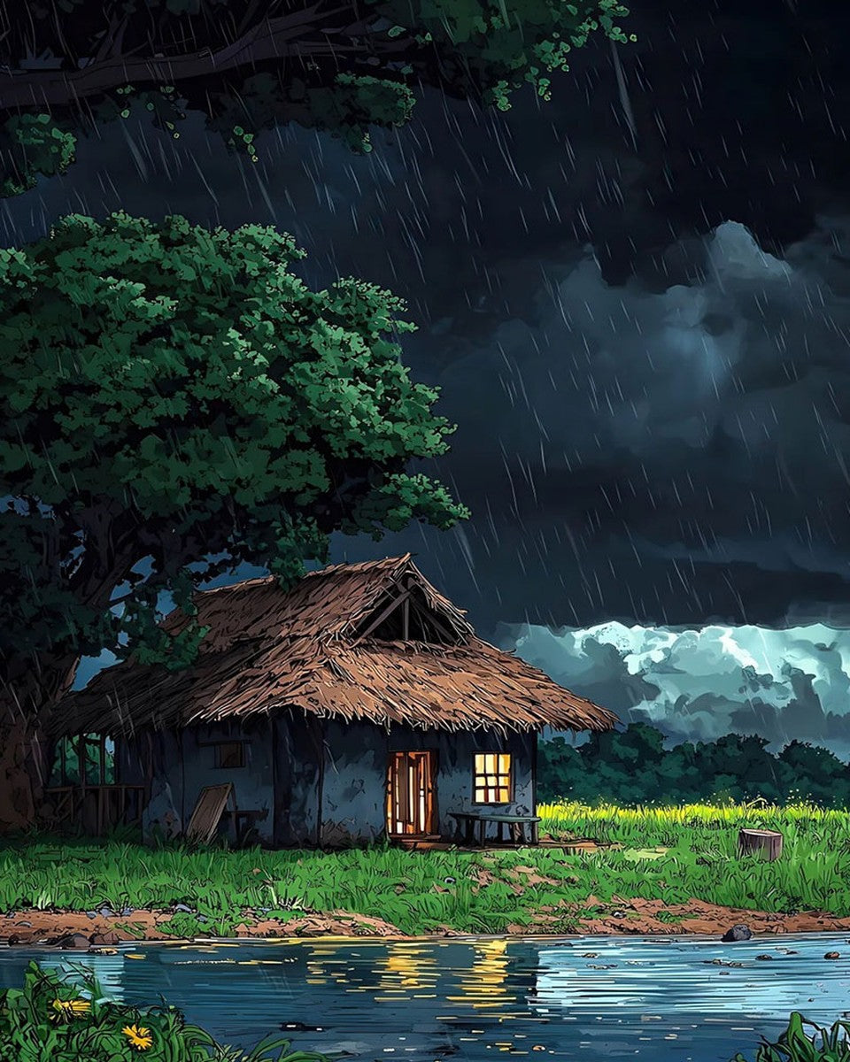 Rainy Cottage Retreat – Paint by Numbers Kit