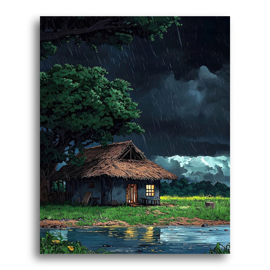 Rainy Cottage Retreat – Paint by Numbers Kit