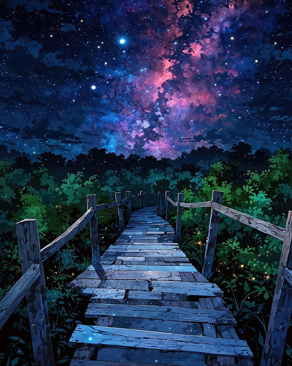 Starlit Forest Path – Paint by Numbers Kit