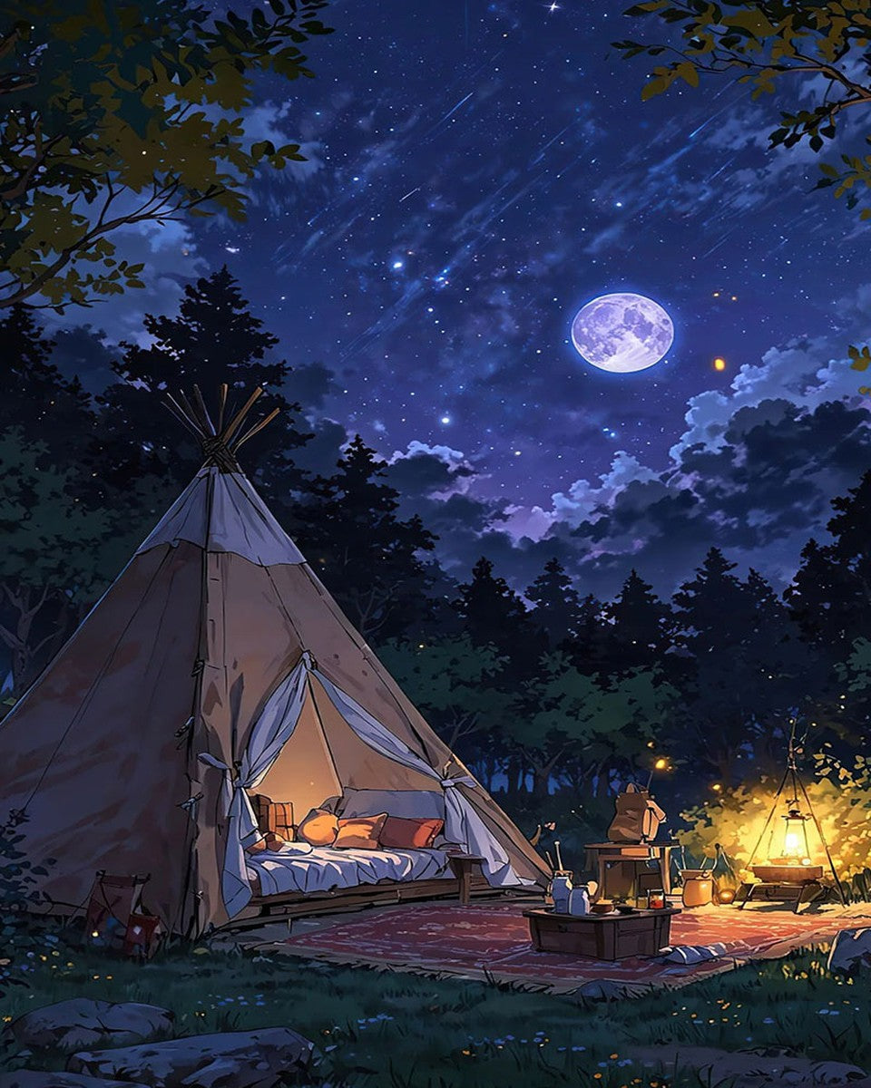 Moonlit Forest Camp – Paint by Numbers Kit