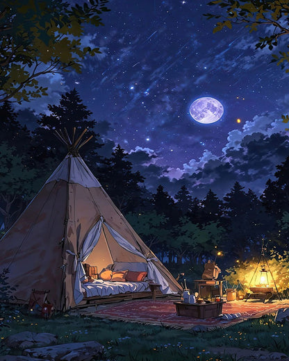 Moonlit Forest Camp – Paint by Numbers Kit
