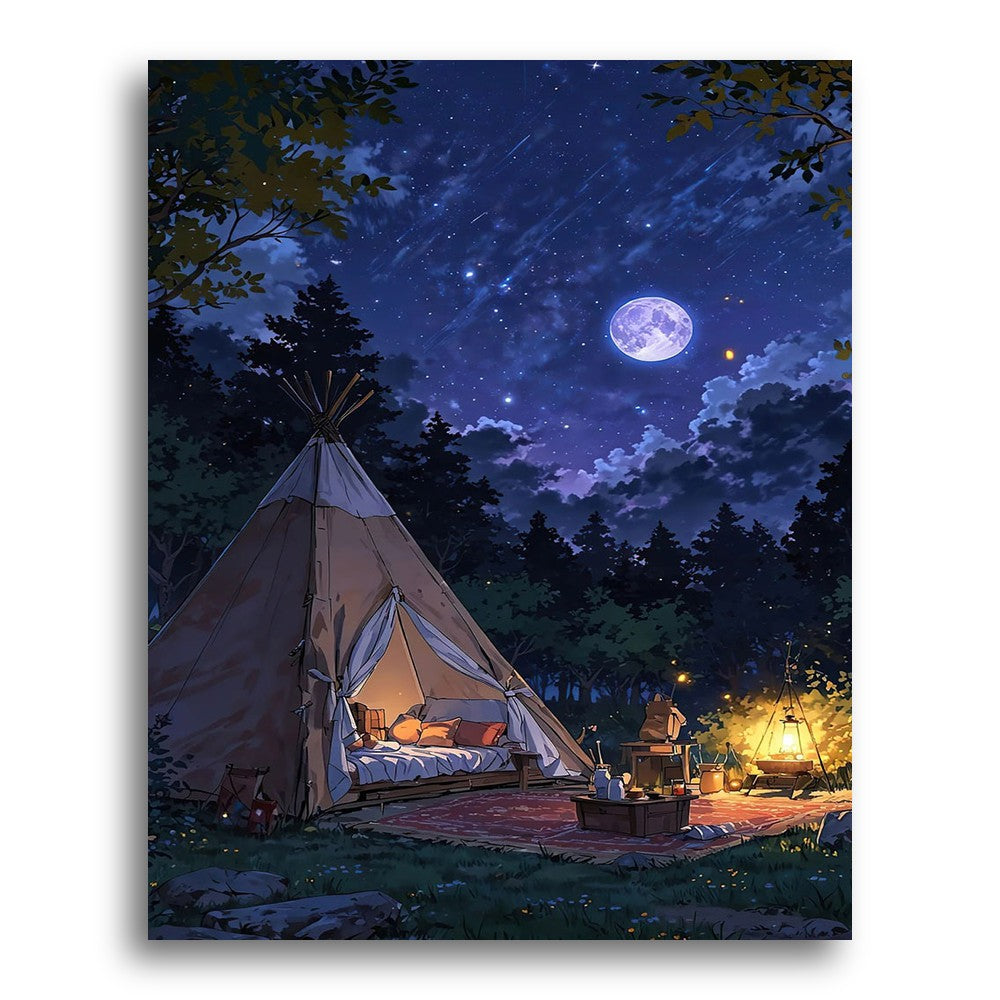 Moonlit Forest Camp – Paint by Numbers Kit