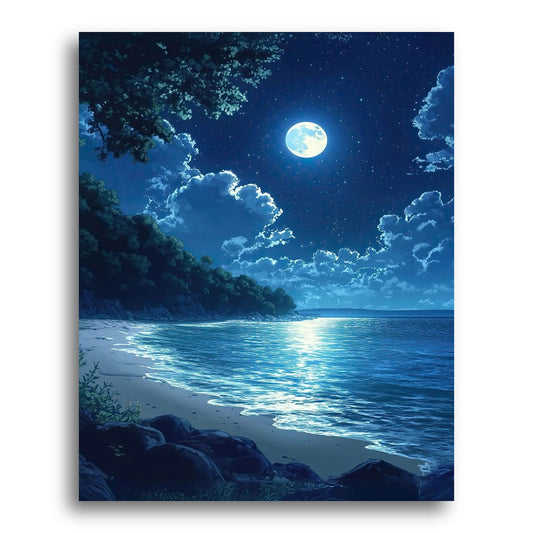 Moonlit Coastal Shore – Paint by Numbers Kit