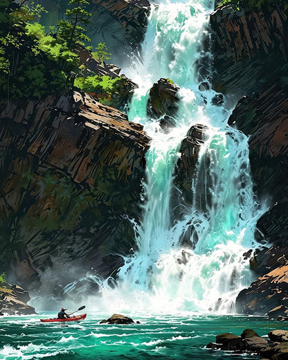 Majestic Waterfall Rapids – Paint by Numbers Kit