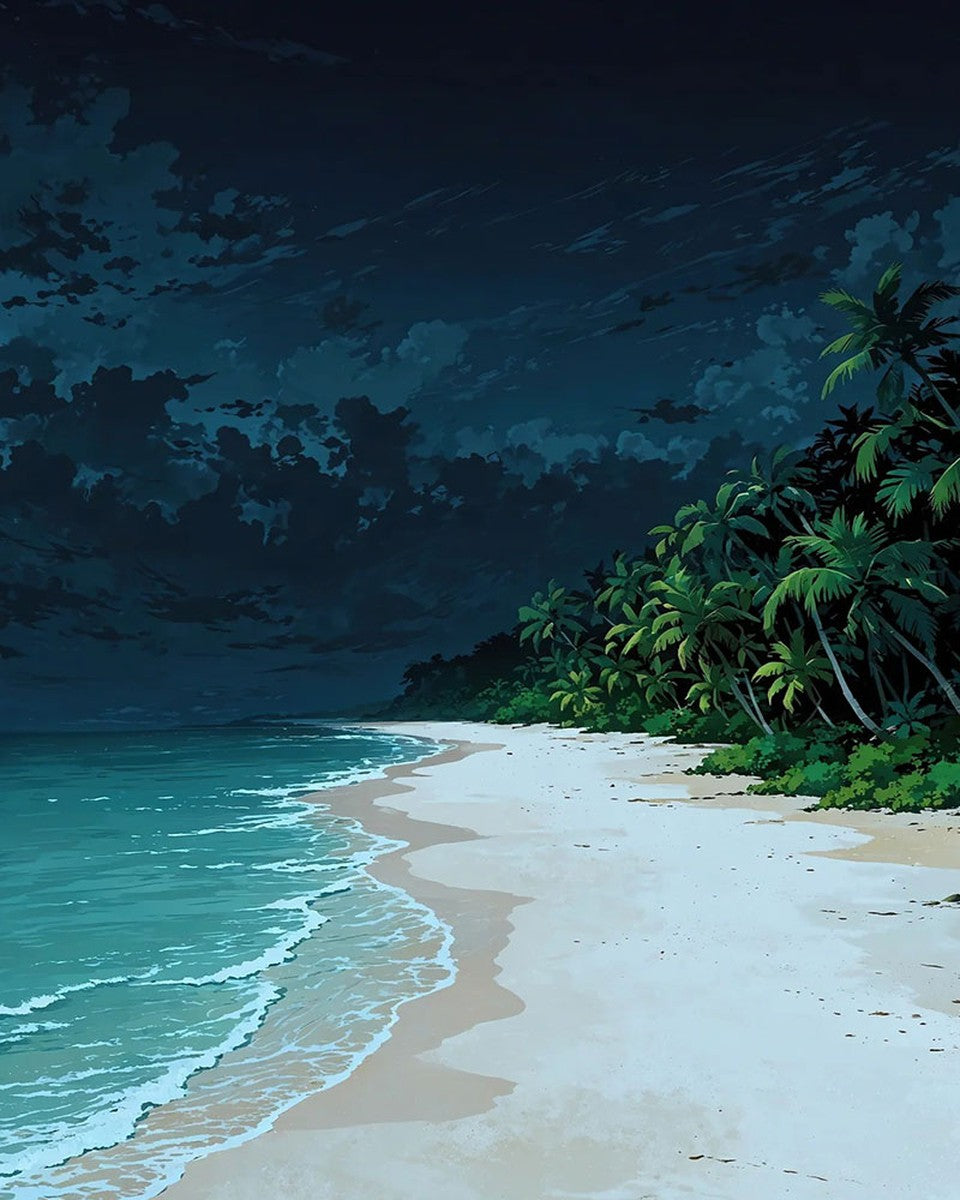Moonlit Tropical Beach – Paint by Numbers Kit