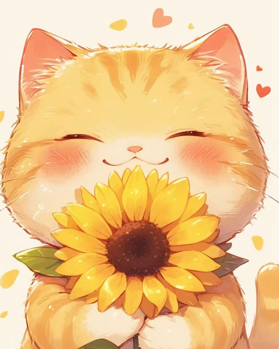 Sunflower Cat Embrace – Paint by Numbers Kit