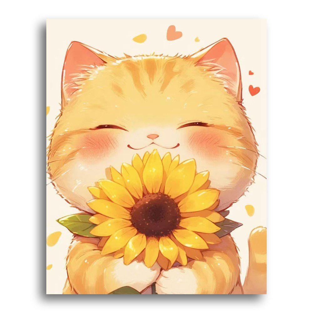Sunflower Cat Embrace – Paint by Numbers Kit