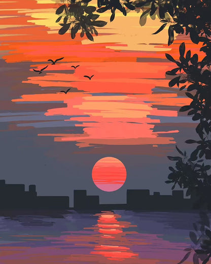 Sunset Over Cityscape – Paint by Numbers Kit