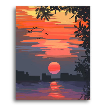 Sunset Over Cityscape – Paint by Numbers Kit