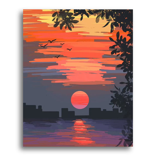 Sunset Over Cityscape – Paint by Numbers Kit