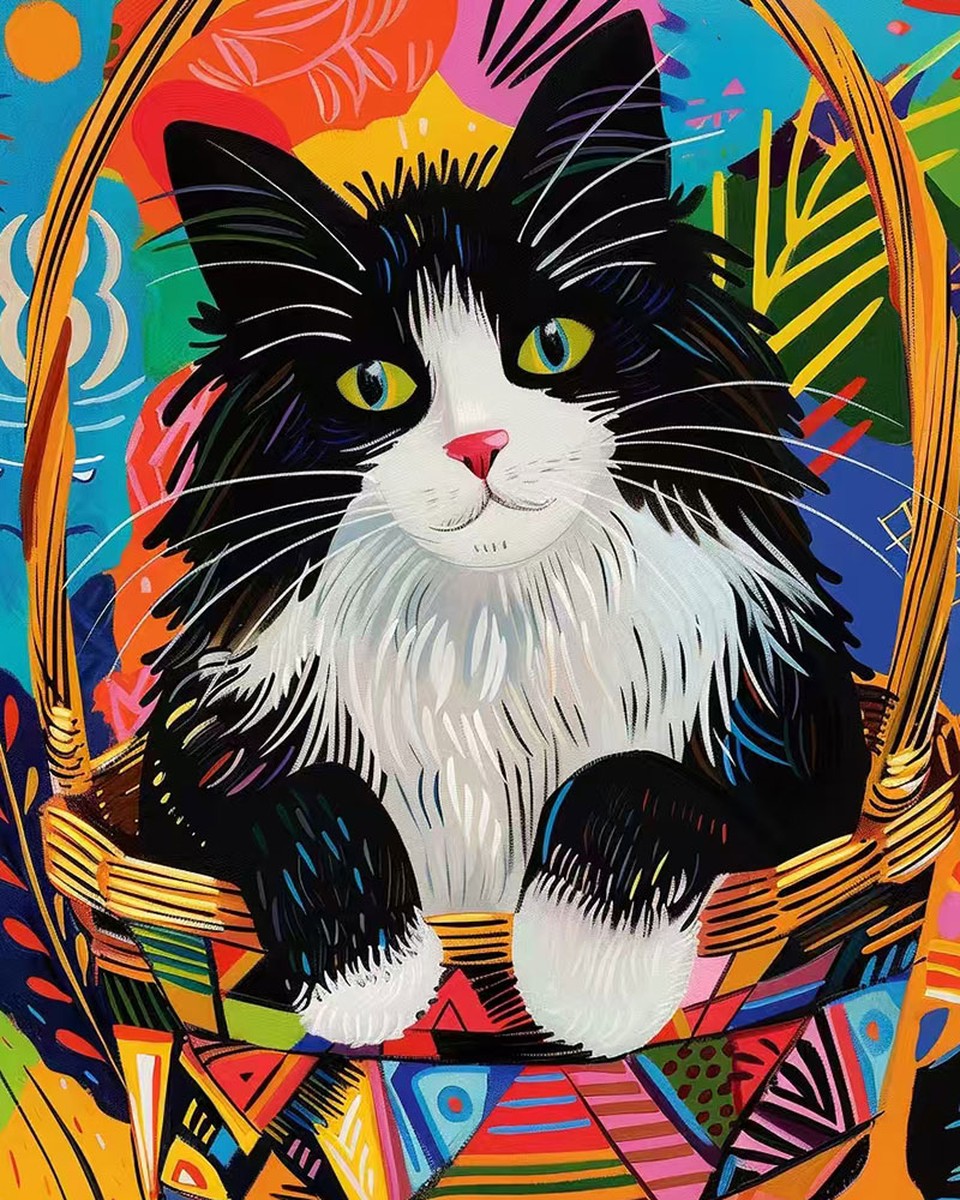 Basket Cat Portrait – Paint by Numbers Kit