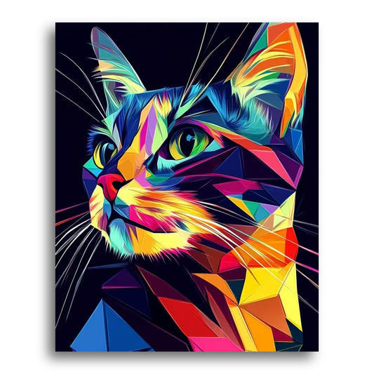 Vibrant Geometric Cat – Paint by Numbers Kit