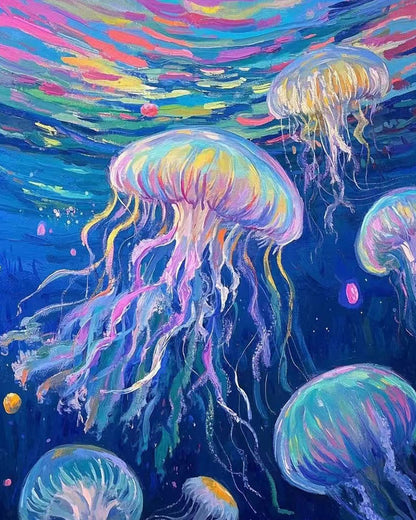 Luminous Jellyfish Dance – Paint by Numbers Kit
