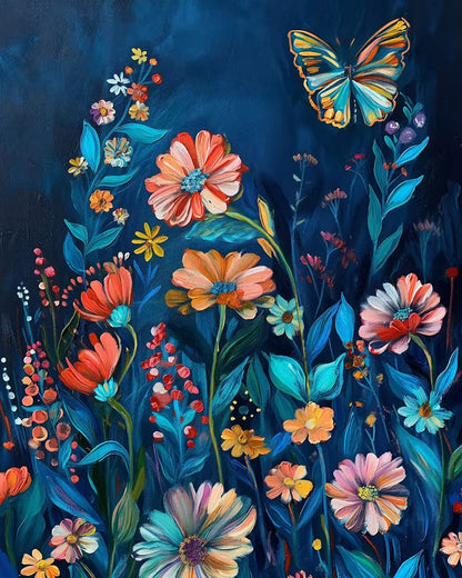 Butterfly and Wildflowers – Paint by Numbers Kit