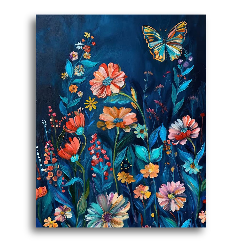 Butterfly and Wildflowers – Paint by Numbers Kit