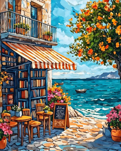 Seaside Café Terrace – Paint by Numbers Kit